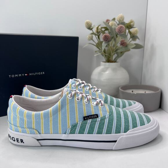 Tommy Hilfiger Pallet 5 Sneakers Green Multi Texture Stripe Men's 10.5M NWB - Picture 3 of 10